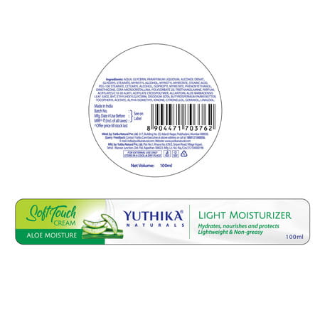 Yuthika Aloe Moisture Light Moisturizer 100Ml | Face Body Hand Cream For Dry Skin | All Types