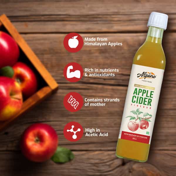 Alpino Organic Apple Cider Vinegar 500 Ml Bottle| Naturally Rich In Antioxidants|No Added Flavours