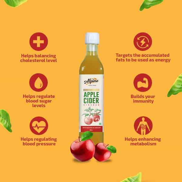 Alpino Organic Apple Cider Vinegar 500 Ml Bottle| Naturally Rich In Antioxidants|No Added Flavours