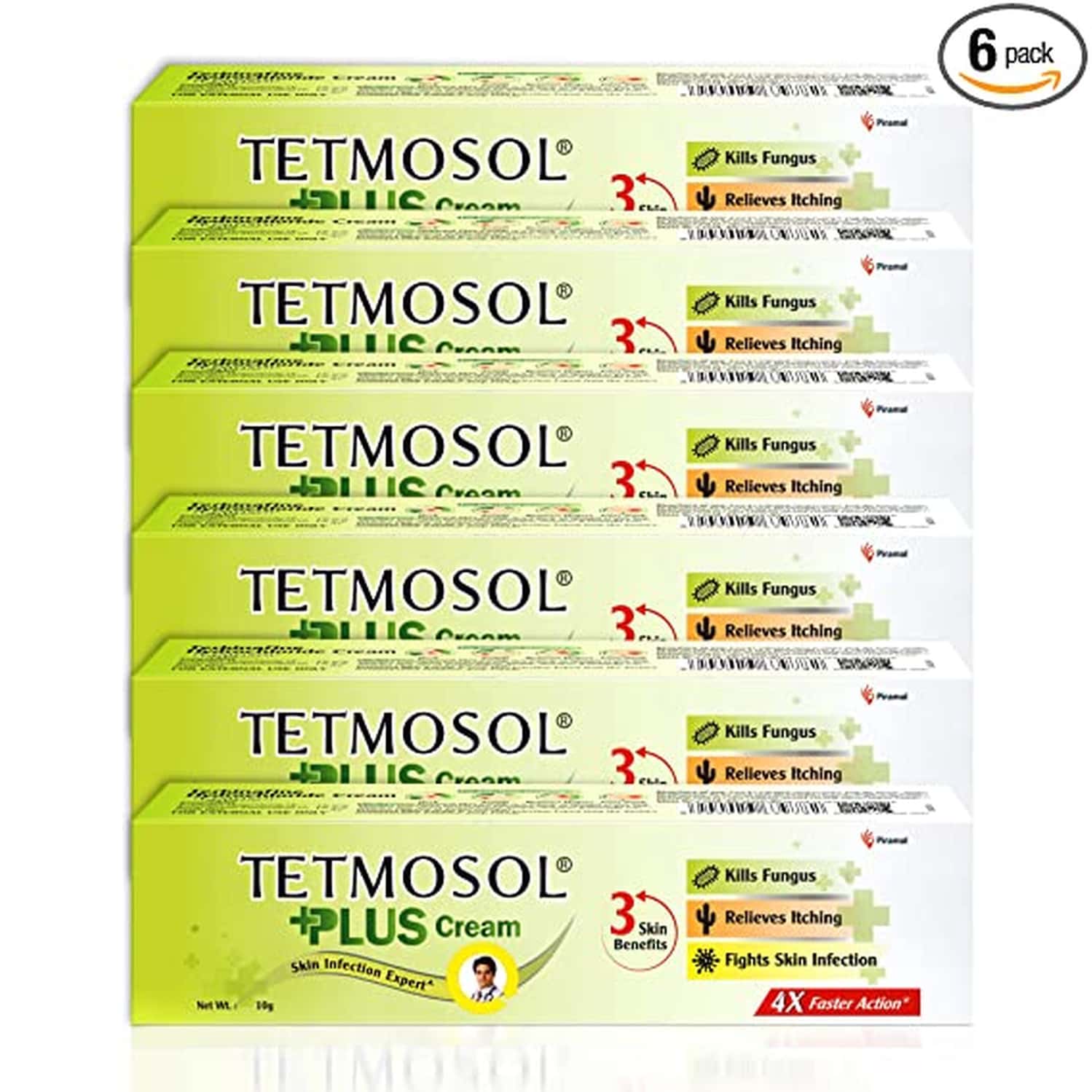 Tetmosol Plus Cream - Topical Antifungal Cream - Pack Of 6 (6 X 10g)