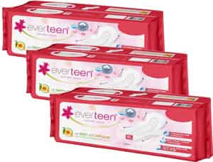 Everteen Xl Cottony-soft Sanitary Pads (neem | Safflower) Pack Of 3 | 20 Pads Each
