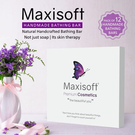 Maxisoft Handmade Bathing Bar 75 Gm X 12 | Combo Pack Of 12 Pack Of 1