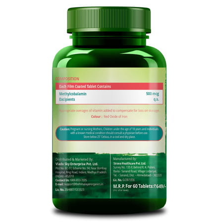 Vlado'S Himalayan Organics Vitamin B12 | For Men & Women - 60 Veg Tablets