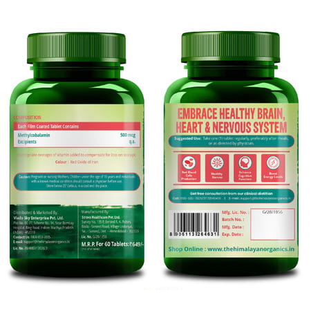 Vlado'S Himalayan Organics Vitamin B12 | For Men & Women - 60 Veg Tablets