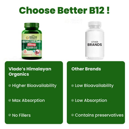 Vlado'S Himalayan Organics Vitamin B12 | For Men & Women - 60 Veg Tablets