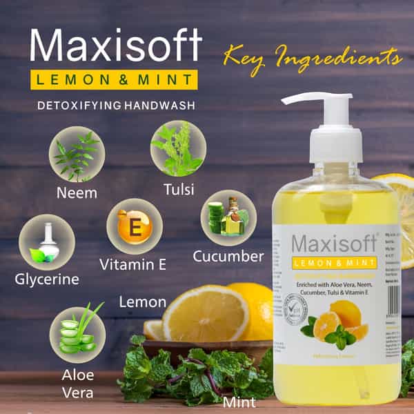 Maxisoft Detoxifying Hand Wash | Lemon & Mint | 500 Ml | Pack Of 2