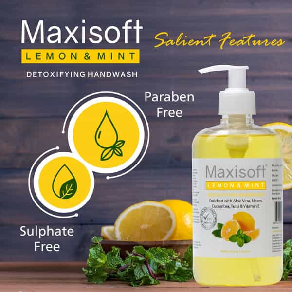 Maxisoft Detoxifying Hand Wash | Lemon & Mint | 500 Ml | Pack Of 2
