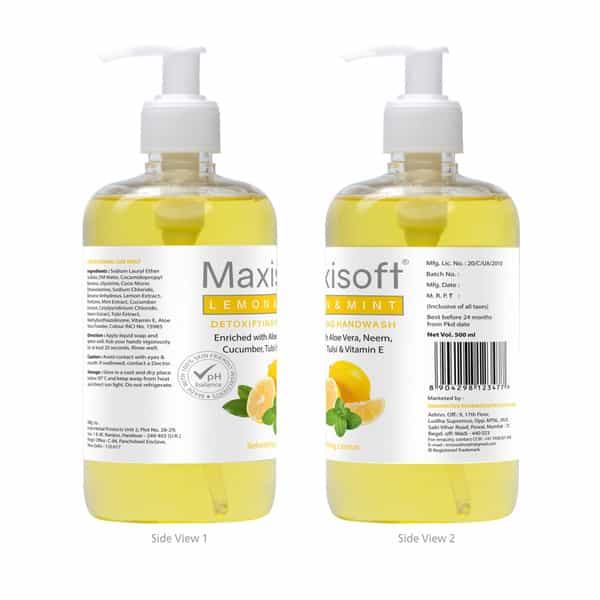 Maxisoft Detoxifying Hand Wash | Lemon & Mint | 500 Ml | Pack Of 2