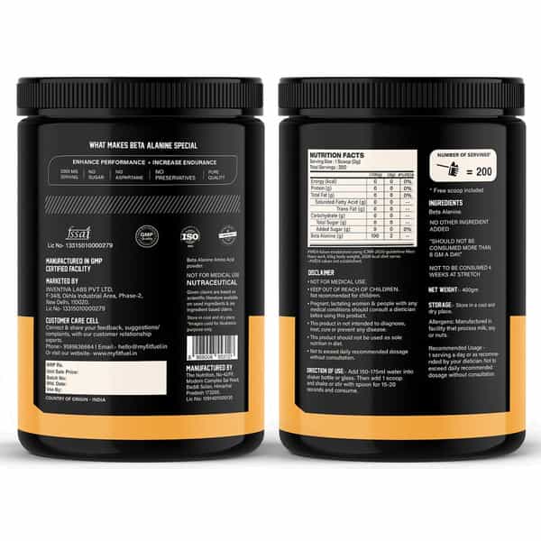 Myfitfuel Beta Alanine (400 Gm) Unflavoured| Amino Acid
