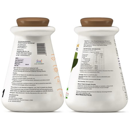 Myfitfuel Ginseng+ (Triple Strength- Korean | American | Siberian Ginseng) | (400mg) | 90 Capsules