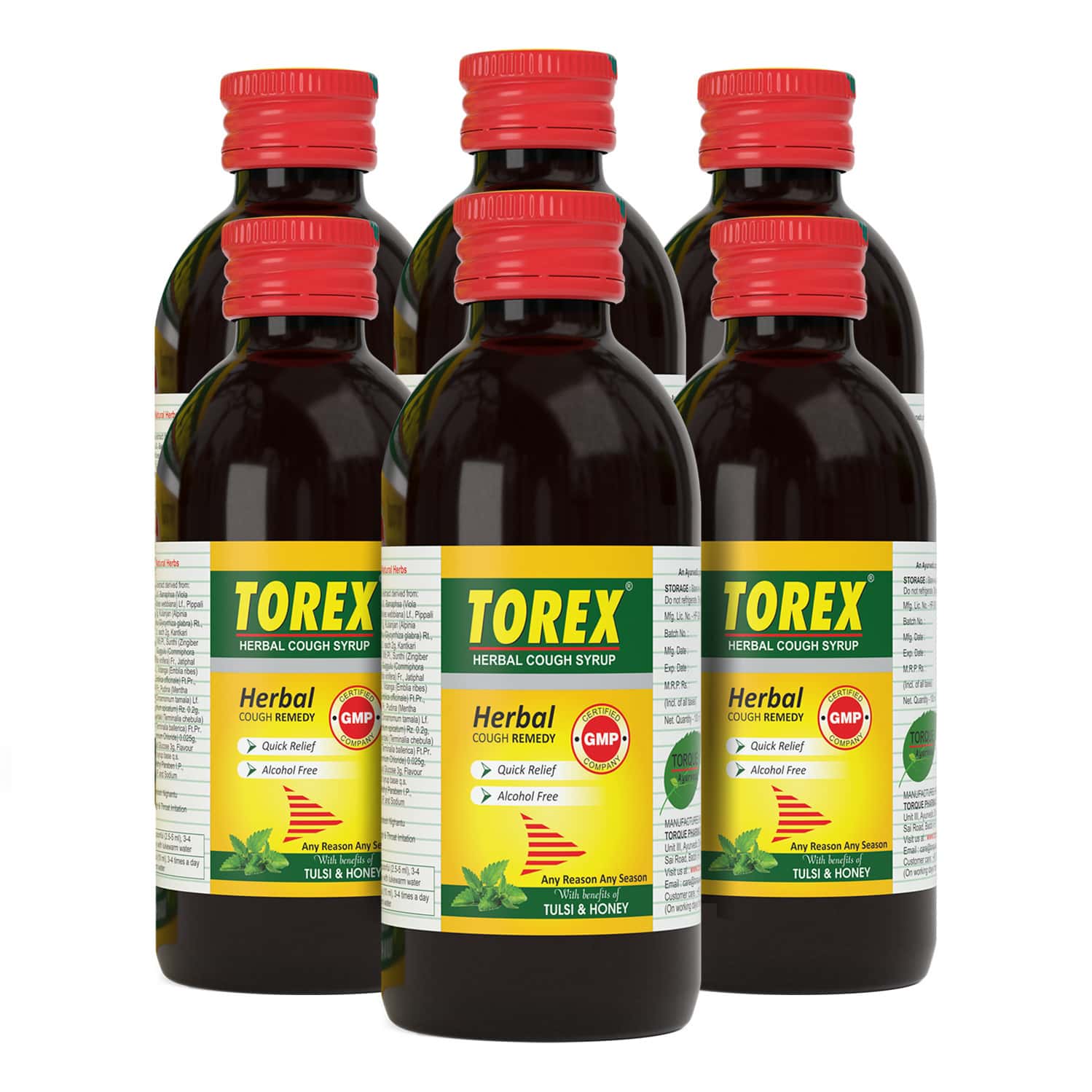 Buy TOREX HERBAL COUGH SYRUP, 100ML PACK OF 6 Online & Get Upto 60