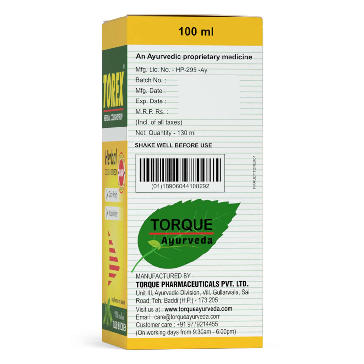 Buy TOREX HERBAL COUGH SYRUP, 100ML PACK OF 6 Online & Get Upto 60