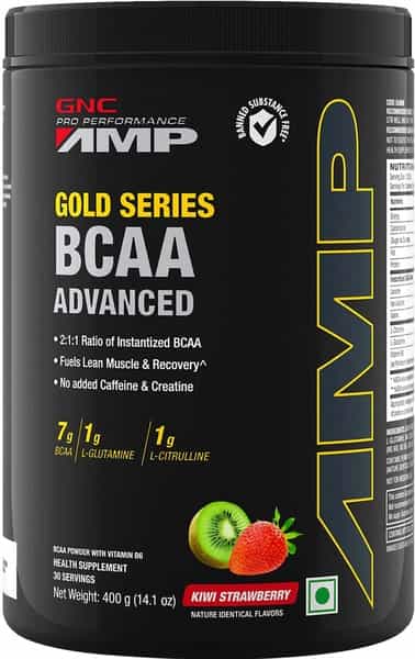 Gnc Amp Gold Series Bcaa Advanced With Vitamin B6 - 400 Gm (Kiwi Strawberry)