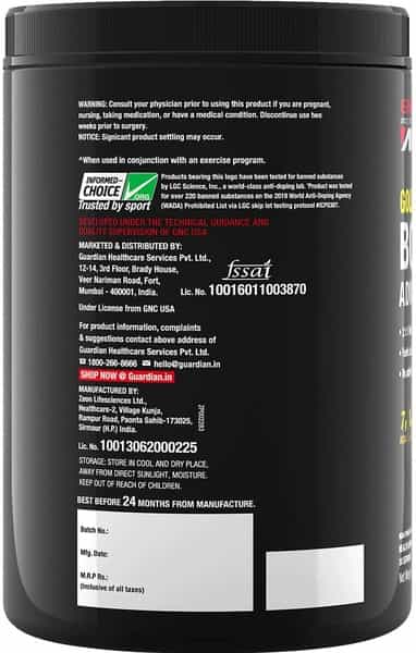 Gnc Amp Gold Series Bcaa Advanced With Vitamin B6 - 400 Gm (Kiwi Strawberry)