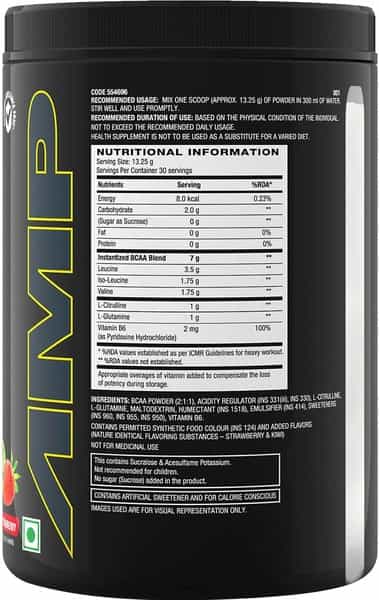 Gnc Amp Gold Series Bcaa Advanced With Vitamin B6 - 400 Gm (Kiwi Strawberry)
