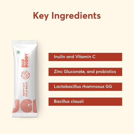 Bug Buddy Happy Gut Jolly Belly | Daily Gut Health Immunity Supplement For Kids | 30 Days Pack