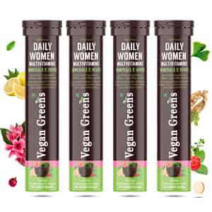 Vegan Greens Daily Women Multivitamins- 39 Vitamins, Minerals & Herbs. 100% Rda. 100 Effer., Orange