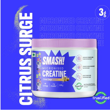 Smash Micronised Creatine Monohydrate Powder | Citrus Surge (80 Servings | 320G)