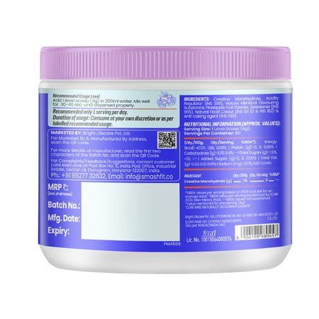 Smash Micronised Creatine Monohydrate Powder | Citrus Surge (80 Servings | 320G)