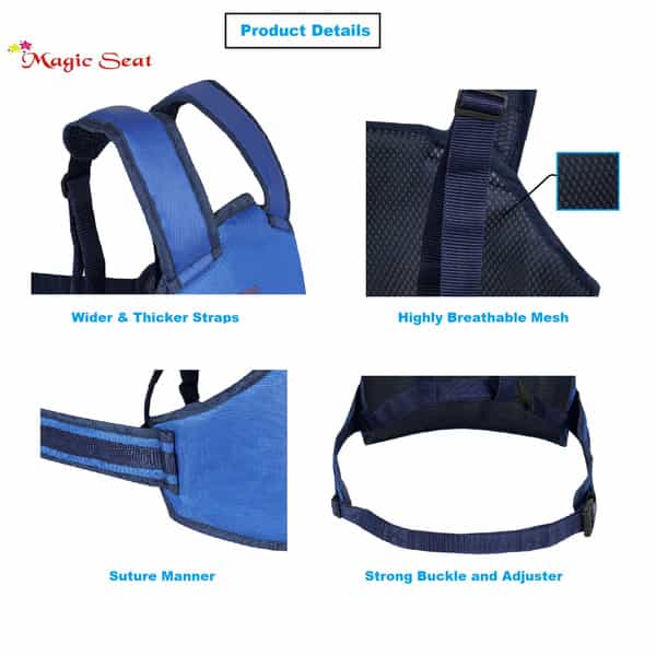Magic Seat- 2 Wheelerkids Safety Seat Belt/Kids Carrier Protection For 2 Wheelers (Blue-Alphabet R)
