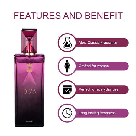 Ajmal Diza Edp Fruity 100ml & Sacrifice For Her Edp Floral Musky Perfume 50ml For Women + 2 Parfum