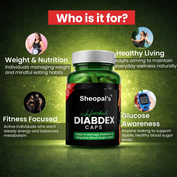 Sheopal's Diabdex Ayurvedic Herbal Capsules For Blood Sugar Support - 30 Capsules