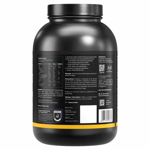 Nutrabay Gold Pea Protein Powder | 25G Protein | 4.6G Bcaa | 5G Fiber | Rich Chocolate Cerme - 2Kg