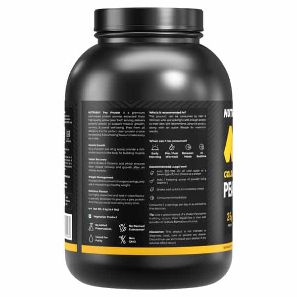 Nutrabay Gold Pea Protein Powder | 25G Protein | 4.6G Bcaa | 5G Fiber | Rich Chocolate Cerme - 2Kg