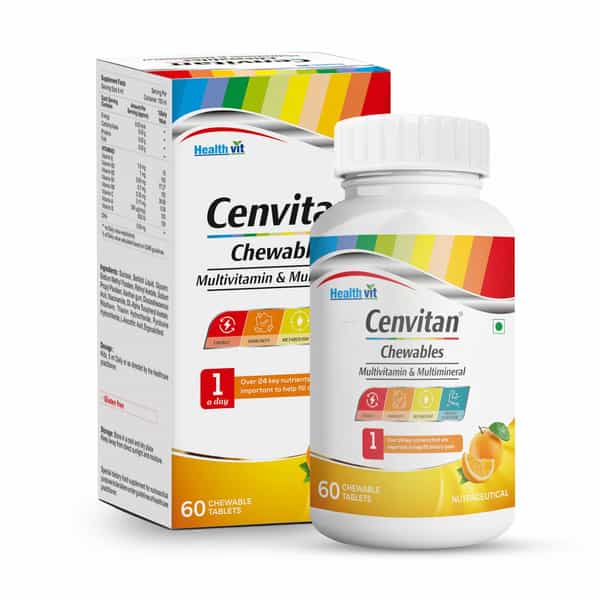 Healthvit Cenvitan Chewable Multivitamin & Multimineral|Energy | Immunity | & Metabolism - 60 Tabs