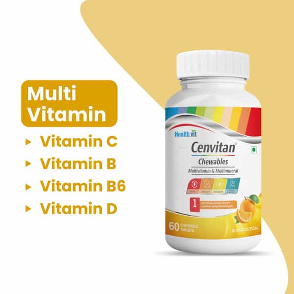 Healthvit Cenvitan Chewable Multivitamin & Multimineral|Energy | Immunity | & Metabolism - 60 Tabs