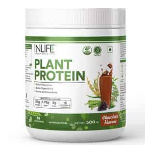 Inlife Plant Protein Powder - Pea | Quinoa & Brown Rice - 25g Protein - Chocolate | 500g