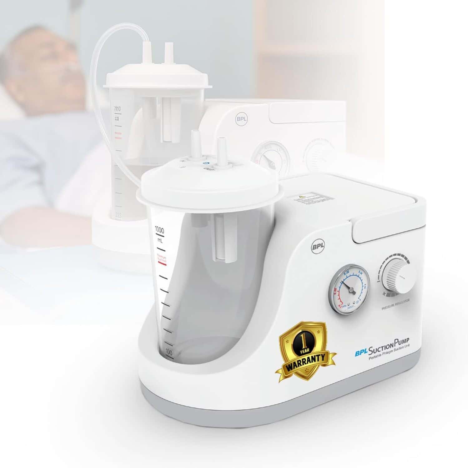 Bpl Medical Technologies Portable Phlegm Suction Pump Machine With 1 Litre Jar White