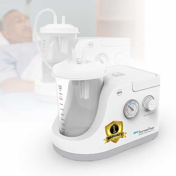 Bpl Medical Technologies Portable Phlegm Suction Pump Machine With 1 Litre Jar White