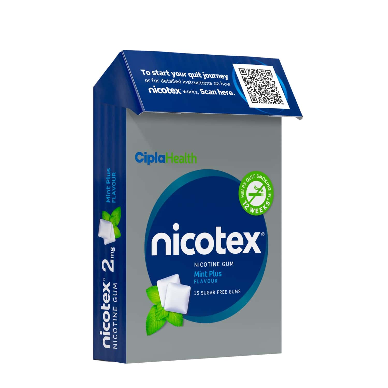 Nicotex 2mg Mint Plus Flavour Sugar Free Strip Of 15 Chewing Gums
