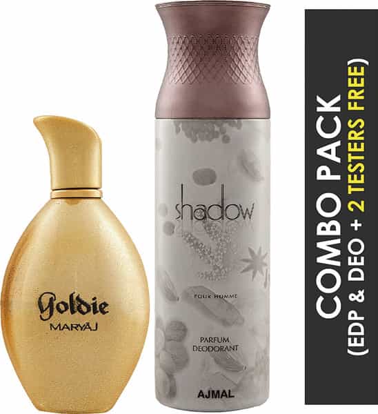 Maryaj Goldie Perfume 100Ml For Women And Ajmal Shadow Deodorant Citrus 200Ml For Men