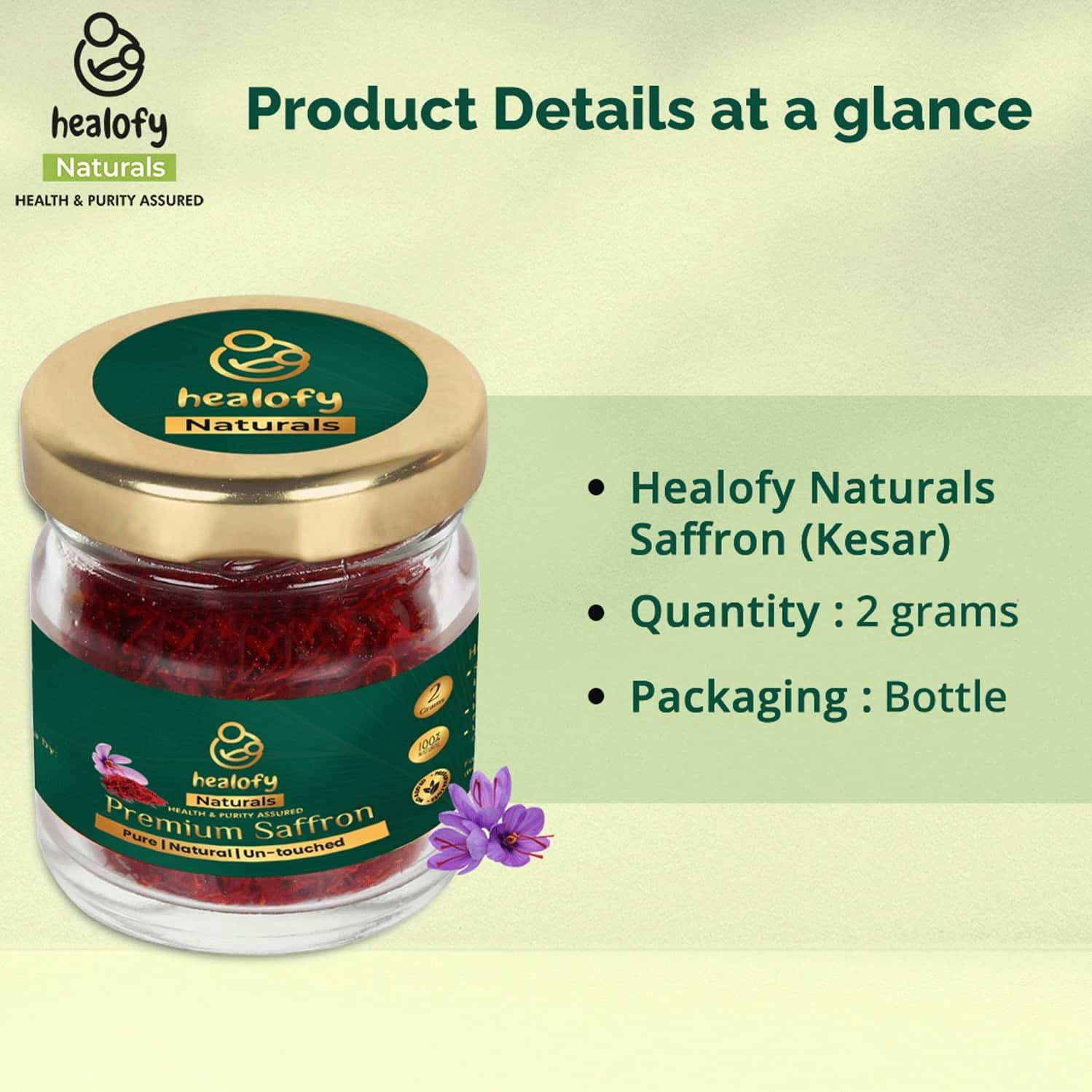 Buy HEALOFY NATURALS PREMIUM SAFFRON FOR PREGNANCY WELLNESS 2G Online