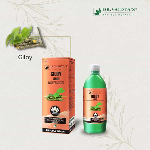 Dr. Vaidya's Giloy Juice - Immunity | Energy & Digestion (1 Ltr) - Vegetarian | Zero Added Sugar