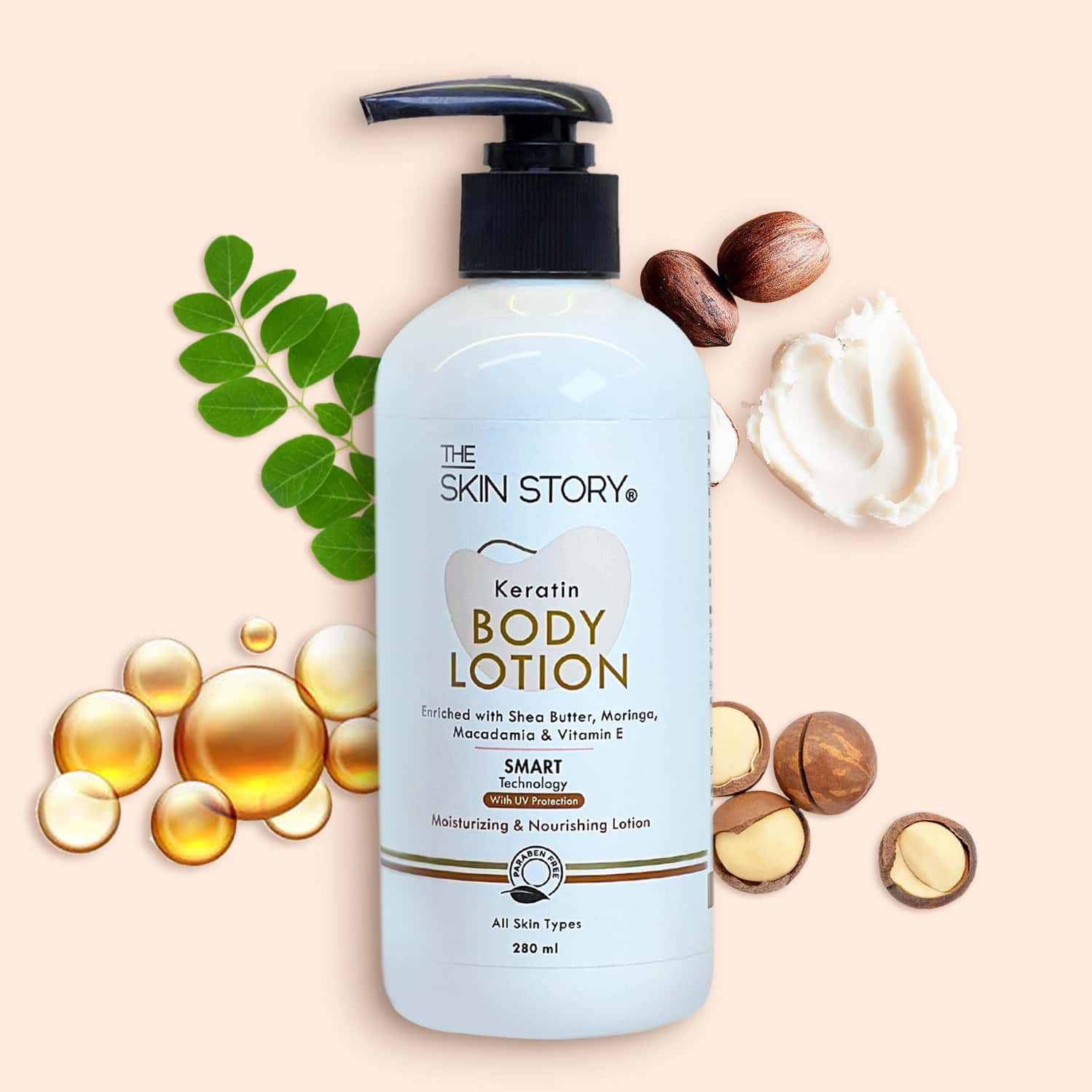 The Skin Story Keratin Shea Butter Deep Moisturizing Body Lotion Uv Protection | Long Lasting 280ml