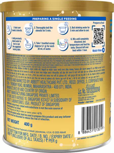 Similac Plus Follow Up Formula | Added Hmo Stage 3 | From 12 To 18 Month | Tin 400 Gm