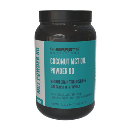 Sharrets Coconut Mct Oil Powder 80 | Zero Carbs - Unflavored - Pack Of 3 | 1kg Each
