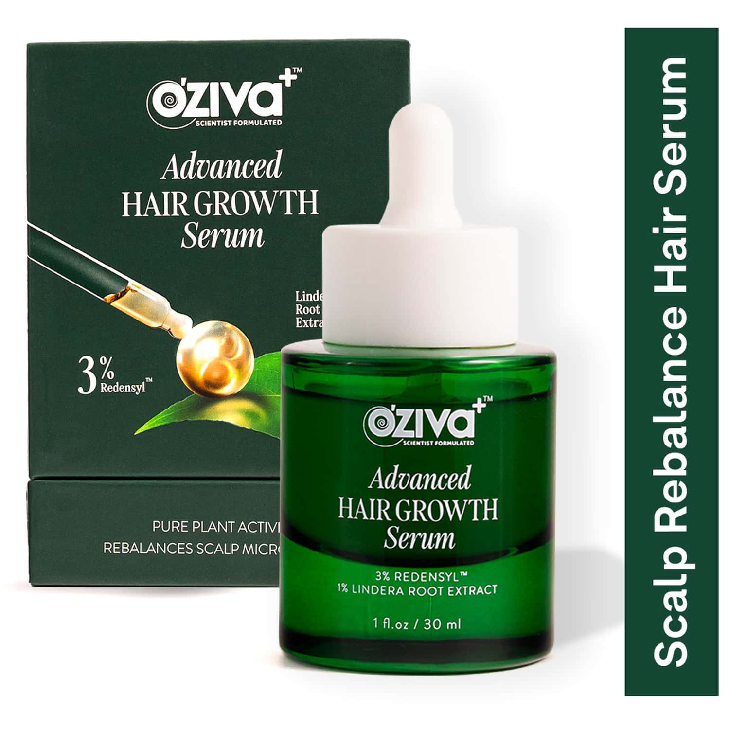 Oziva+ Advanced Hair Growth Serum | Balances Scalp Microbiome & Activates Hair Growth | 30ml