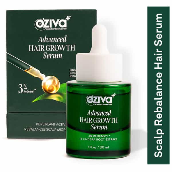 Oziva+ Advanced Hair Growth Serum | Balances Scalp Microbiome & Activates Hair Growth | 30Ml