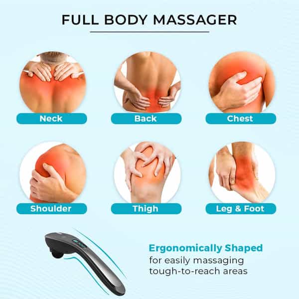 Beatxp Stream Pro Cordless Full Body Massager For Pain Relief With 4 Attachments (Grey & Black)