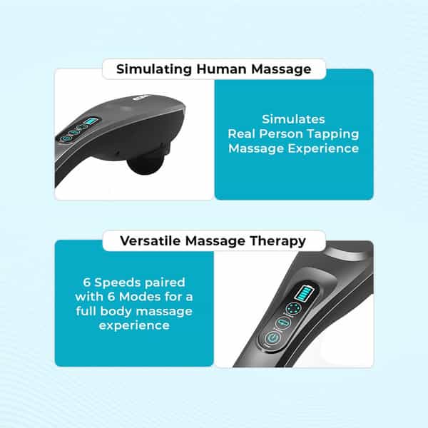 Beatxp Stream Pro Cordless Full Body Massager For Pain Relief With 4 Attachments (Grey & Black)