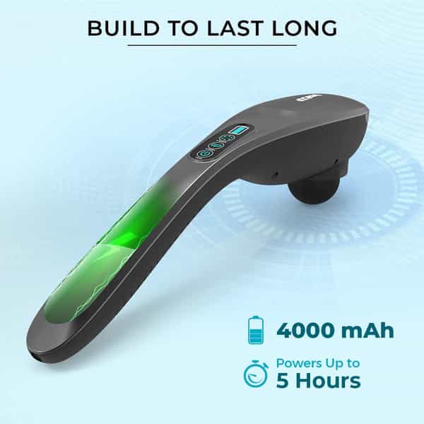 Beatxp Stream Pro Cordless Full Body Massager For Pain Relief With 4 Attachments (Grey & Black)