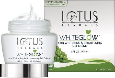 Lotus Herbals Whiteglow Skin Whitening & Brightening Gel Crme Spf-25 I Pa+++ 60 Gm