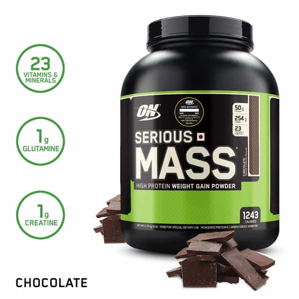 Optimum Nutrition (On) Serious Mass High Weight Gain Powder - 6 Lbs 2.72 Kg (Chocolate)