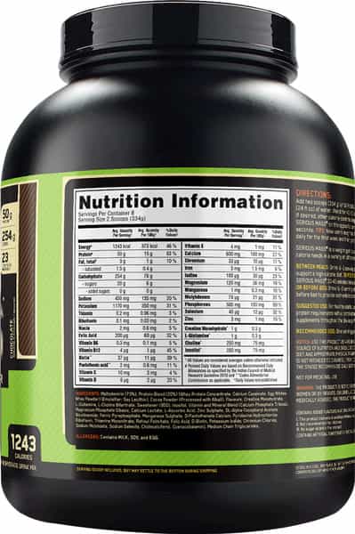 Optimum Nutrition (On) Serious Mass High Weight Gain Powder - 6 Lbs 2.72 Kg (Chocolate)
