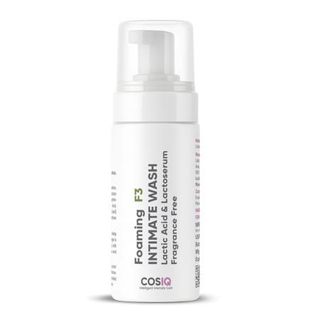 Cos-Iq Foaming F3 Intimate Wash - Fragrance-Free Hygiene Wash With Lactic Acid & Lactoserum | 100ml