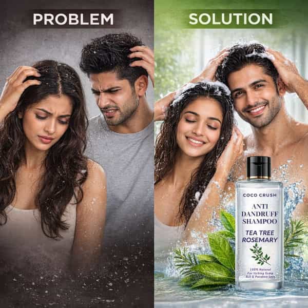 Coco Crush Anti Dandruff Shampoo For Adults | Neem & Tea Tree | Scalp Care For Flakes & Itch - 100Ml